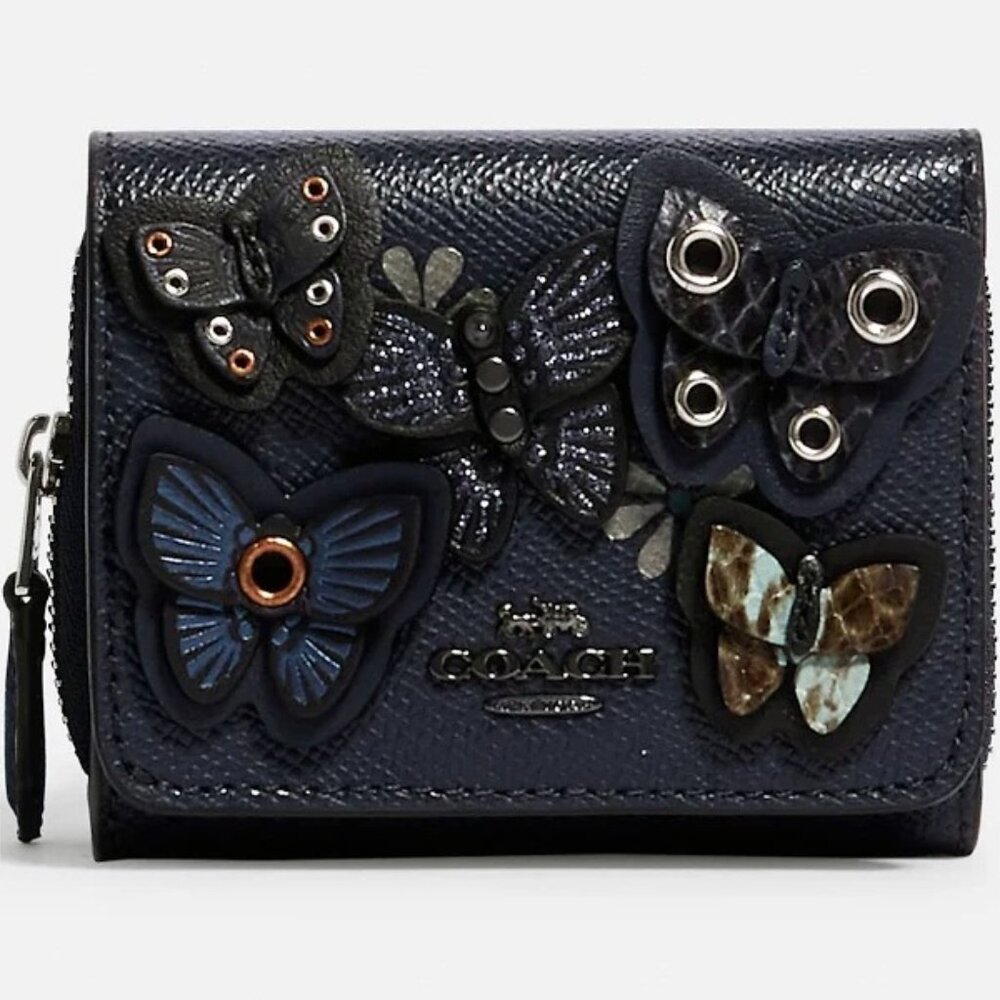 Coach Small Trifold Wallet with Butterfly Applique